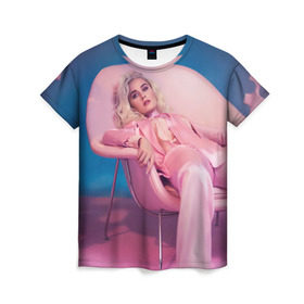 Женская футболка 3D с принтом Katy Perry в Петрозаводске, 100% полиэфир ( синтетическое хлопкоподобное полотно) | прямой крой, круглый вырез горловины, длина до линии бедер | katy perry | кэти перри