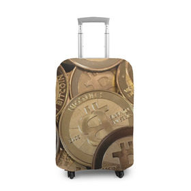 Чехол для чемодана 3D с принтом Bitcoin в Петрозаводске, 86% полиэфир, 14% спандекс | двустороннее нанесение принта, прорези для ручек и колес | bitcoin | деньги | криптовалюта