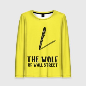 Женский лонгслив 3D с принтом Волк с Уолл Стрит в Петрозаводске, 100% полиэстер | длинные рукава, круглый вырез горловины, полуприлегающий силуэт | the wolf of wall street | волк с уолл стрит | леонардо дикаприо | мартин скорсезе | продай мне эту ручку