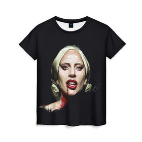 Женская футболка 3D с принтом Леди Гага в Петрозаводске, 100% полиэфир ( синтетическое хлопкоподобное полотно) | прямой крой, круглый вырез горловины, длина до линии бедер | lady gaga | леди гага