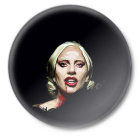Значок с принтом Леди Гага в Петрозаводске,  металл | круглая форма, металлическая застежка в виде булавки | Тематика изображения на принте: lady gaga | леди гага