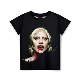 Детская футболка 3D с принтом Леди Гага в Петрозаводске, 100% гипоаллергенный полиэфир | прямой крой, круглый вырез горловины, длина до линии бедер, чуть спущенное плечо, ткань немного тянется | lady gaga | леди гага