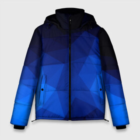 Мужская зимняя куртка 3D с принтом Синие полигоны в Петрозаводске, верх — 100% полиэстер; подкладка — 100% полиэстер; утеплитель — 100% полиэстер | длина ниже бедра, свободный силуэт Оверсайз. Есть воротник-стойка, отстегивающийся капюшон и ветрозащитная планка. 

Боковые карманы с листочкой на кнопках и внутренний карман на молнии. | абстракция | бумага | геометрия | грани | изгиб | линии | полигоны | полосы | постель | розовый | сочетания | текстура | треугольники