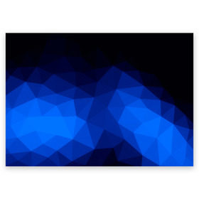 Поздравительная открытка с принтом Синие полигоны в Петрозаводске, 100% бумага | плотность бумаги 280 г/м2, матовая, на обратной стороне линовка и место для марки
 | Тематика изображения на принте: абстракция | бумага | геометрия | грани | изгиб | линии | полигоны | полосы | постель | розовый | сочетания | текстура | треугольники