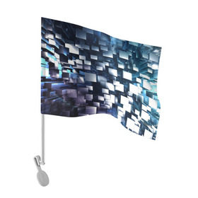 Флаг для автомобиля с принтом 3D куб в Петрозаводске, 100% полиэстер | Размер: 30*21 см | абстракция | геометрия | квадраты | металлический | синие | стальные | текстура | фигуры