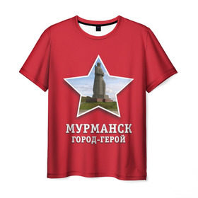 Мужская футболка 3D с принтом Мурманск город-герой в Петрозаводске, 100% полиэфир | прямой крой, круглый вырез горловины, длина до линии бедер | 9мая | великая | война | герой | город | день | мурманск | отечественная | победы