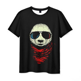 Мужская футболка 3D с принтом Панда Хипстер в Петрозаводске, 100% полиэфир | прямой крой, круглый вырез горловины, длина до линии бедер | 3d | бандана | животные | медвежата | очки | панда хипстер | прикольные | стильные