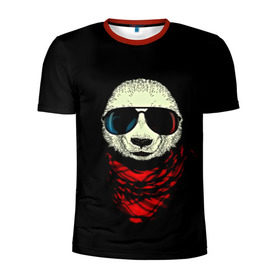 Мужская футболка 3D спортивная с принтом Панда Хипстер в Петрозаводске, 100% полиэстер с улучшенными характеристиками | приталенный силуэт, круглая горловина, широкие плечи, сужается к линии бедра | Тематика изображения на принте: 3d | бандана | животные | медвежата | очки | панда хипстер | прикольные | стильные