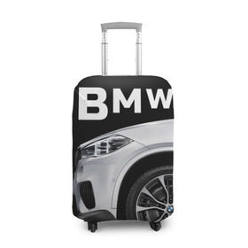 Чехол для чемодана 3D с принтом BMW белая в Петрозаводске, 86% полиэфир, 14% спандекс | двустороннее нанесение принта, прорези для ручек и колес | bmw | x3 x4 x5 x6 x7 x8 | авто | автомобиль | блатная | бмв | бумер | бэха | иномарка | концерн | красивая | крутая | марка немецкая | машина | пацанский таз | прикольная | тачила | тачка