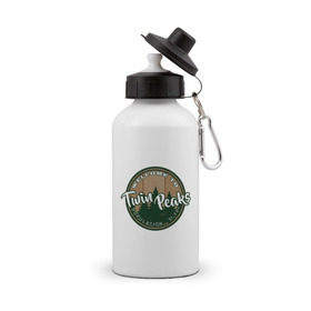 Бутылка спортивная с принтом Twin Peaks в Петрозаводске, металл | емкость — 500 мл, в комплекте две пластиковые крышки и карабин для крепления | twin peaks твин пикс | девид линч | лес | лора палмер | сова | туман