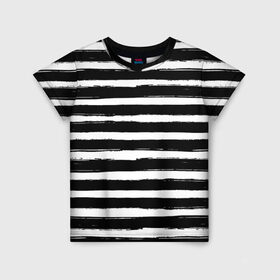 Детская футболка 3D с принтом Тельняшка в Петрозаводске, 100% гипоаллергенный полиэфир | прямой крой, круглый вырез горловины, длина до линии бедер, чуть спущенное плечо, ткань немного тянется | геометрия | зебра | линии | полосы | тельняшка | узор | черно белый