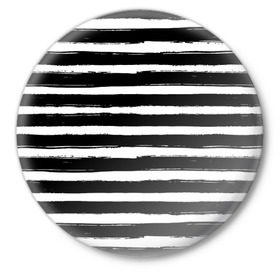 Значок с принтом Тельняшка в Петрозаводске,  металл | круглая форма, металлическая застежка в виде булавки | геометрия | зебра | линии | полосы | тельняшка | узор | черно белый