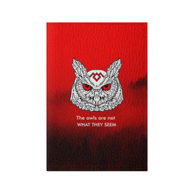 Обложка для паспорта матовая кожа с принтом Twin Peaks в Петрозаводске, натуральная матовая кожа | размер 19,3 х 13,7 см; прозрачные пластиковые крепления | Тематика изображения на принте: twin peaks твин пикс | девид линч | лес | лора палмер | сова | туман