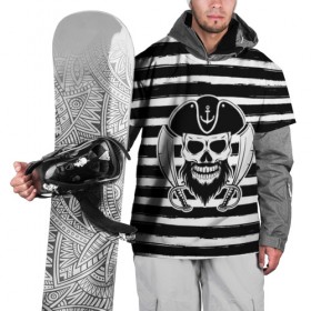 Накидка на куртку 3D с принтом Тельняшка в Петрозаводске, 100% полиэстер |  | Тематика изображения на принте: геометрия | линии | море | океан | оружие | пират | полосы | тельняшка | череп | черно белый | шляпа | якорь