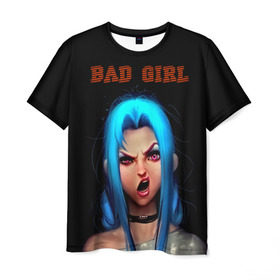 Мужская футболка 3D с принтом Bad Girl в Петрозаводске, 100% полиэфир | прямой крой, круглый вырез горловины, длина до линии бедер | 3d | girl | девушка | прикольные | рок | синие волосы | скандалистка | эмо