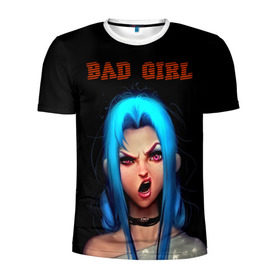 Мужская футболка 3D спортивная с принтом Bad Girl в Петрозаводске, 100% полиэстер с улучшенными характеристиками | приталенный силуэт, круглая горловина, широкие плечи, сужается к линии бедра | 3d | girl | девушка | прикольные | рок | синие волосы | скандалистка | эмо