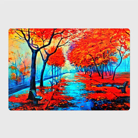 Магнитный плакат 3Х2 с принтом Autumn в Петрозаводске, Полимерный материал с магнитным слоем | 6 деталей размером 9*9 см | 3d | вода | деревья | другие | желтый | живопись | картинка | краски | листья | осень | пейзаж | прикольные | природа | река | рисунок | яркие