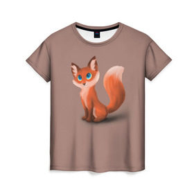 Женская футболка 3D с принтом Paint в Петрозаводске, 100% полиэфир ( синтетическое хлопкоподобное полотно) | прямой крой, круглый вырез горловины, длина до линии бедер | fox | red | лиса | лисенок | рыжая