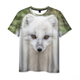 Мужская футболка 3D с принтом White Fox в Петрозаводске, 100% полиэфир | прямой крой, круглый вырез горловины, длина до линии бедер | fox | red | лиса | лисенок | рыжая