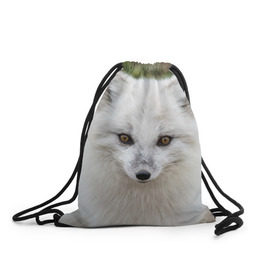 Рюкзак-мешок 3D с принтом White Fox в Петрозаводске, 100% полиэстер | плотность ткани — 200 г/м2, размер — 35 х 45 см; лямки — толстые шнурки, застежка на шнуровке, без карманов и подкладки | Тематика изображения на принте: fox | red | лиса | лисенок | рыжая
