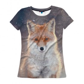 Женская футболка 3D с принтом Eyes в Петрозаводске, 100% полиэфир ( синтетическое хлопкоподобное полотно) | прямой крой, круглый вырез горловины, длина до линии бедер | fox | red | лиса | лисенок | рыжая