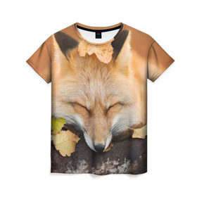 Женская футболка 3D с принтом Соня в Петрозаводске, 100% полиэфир ( синтетическое хлопкоподобное полотно) | прямой крой, круглый вырез горловины, длина до линии бедер | fox | red | лиса | лисенок | рыжая