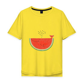 Мужская футболка хлопок Oversize с принтом Кит Арбуз в Петрозаводске, 100% хлопок | свободный крой, круглый ворот, “спинка” длиннее передней части | арбуз | иллюзия | кит | лето | море | океан | принт | рыба | семечки | фонтан | фрукты | ягоды