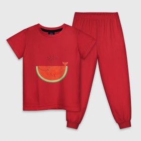 Детская пижама хлопок с принтом Кит Арбуз в Петрозаводске, 100% хлопок |  брюки и футболка прямого кроя, без карманов, на брюках мягкая резинка на поясе и по низу штанин
 | арбуз | иллюзия | кит | лето | море | океан | принт | рыба | семечки | фонтан | фрукты | ягоды