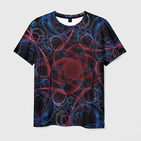 Мужская футболка 3D с принтом Оптические линии в Петрозаводске, 100% полиэфир | прямой крой, круглый вырез горловины, длина до линии бедер | 3d | абстракция | другие | краска | линии | оптические | полосы | прикольные | разводы | узоры | фрактал | цветные | яркие