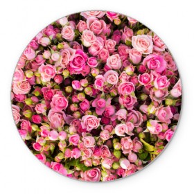 Коврик круглый с принтом Розовый рай в Петрозаводске, резина и полиэстер | круглая форма, изображение наносится на всю лицевую часть | бутон | лепестки | роза | розовый | розочка | цветок | цветы