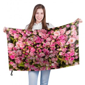 Флаг 3D с принтом Розовый рай в Петрозаводске, 100% полиэстер | плотность ткани — 95 г/м2, размер — 67 х 109 см. Принт наносится с одной стороны | бутон | лепестки | роза | розовый | розочка | цветок | цветы