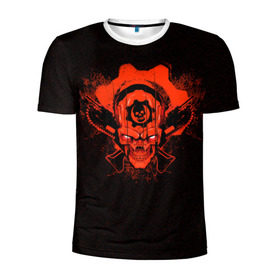 Мужская футболка 3D спортивная с принтом Gears of War в Петрозаводске, 100% полиэстер с улучшенными характеристиками | приталенный силуэт, круглая горловина, широкие плечи, сужается к линии бедра | gears | skull | war | маркус | феникс | череп
