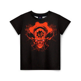 Детская футболка 3D с принтом Gears of War в Петрозаводске, 100% гипоаллергенный полиэфир | прямой крой, круглый вырез горловины, длина до линии бедер, чуть спущенное плечо, ткань немного тянется | gears | skull | war | маркус | феникс | череп