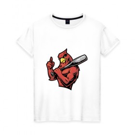Женская футболка хлопок с принтом Орел в Петрозаводске, 100% хлопок | прямой крой, круглый вырез горловины, длина до линии бедер, слегка спущенное плечо | бейсбол | бита | орел | птица