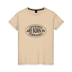 Женская футболка хлопок с принтом Легенды рождаются в Феврале в Петрозаводске, 100% хлопок | прямой крой, круглый вырез горловины, длина до линии бедер, слегка спущенное плечо | legend february
