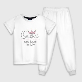 Детская пижама хлопок с принтом Королевы рождаются в июле в Петрозаводске, 100% хлопок |  брюки и футболка прямого кроя, без карманов, на брюках мягкая резинка на поясе и по низу штанин
 | Тематика изображения на принте: queen july