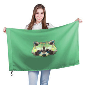 Флаг 3D с принтом Енот в Петрозаводске, 100% полиэстер | плотность ткани — 95 г/м2, размер — 67 х 109 см. Принт наносится с одной стороны | животные | жищники | новинки | подарок | популярное | яркие