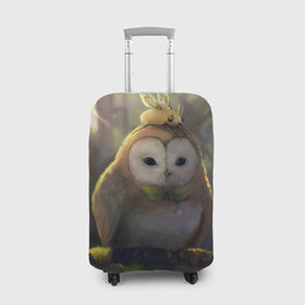 Чехол для чемодана 3D с принтом Волшебная Сова в Петрозаводске, 86% полиэфир, 14% спандекс | двустороннее нанесение принта, прорези для ручек и колес | owl | мудрость | птица | сова | филин
