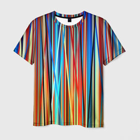 Мужская футболка 3D с принтом Colored stripes в Петрозаводске, 100% полиэфир | прямой крой, круглый вырез горловины, длина до линии бедер | 3d | colored stripes | абстракция | другие | картинка | краски | линии | отблеск | полосы | прикольные | радуга | свет | цветные | яркие