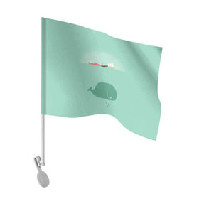 Флаг для автомобиля с принтом Кит с корабликами в Петрозаводске, 100% полиэстер | Размер: 30*21 см | кит | корабли | лодки | море | океан | шарики | якорь | якоря