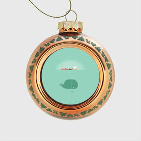 Стеклянный ёлочный шар с принтом Кит с корабликами в Петрозаводске, Стекло | Диаметр: 80 мм | Тематика изображения на принте: кит | корабли | лодки | море | океан | шарики | якорь | якоря