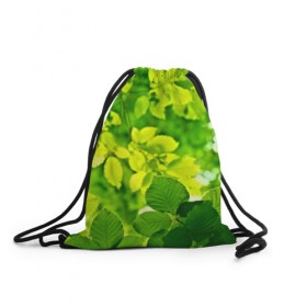 Рюкзак-мешок 3D с принтом Зелёные листья в Петрозаводске, 100% полиэстер | плотность ткани — 200 г/м2, размер — 35 х 45 см; лямки — толстые шнурки, застежка на шнуровке, без карманов и подкладки | 