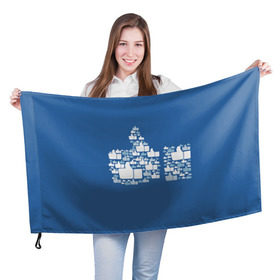 Флаг 3D с принтом Лайк в Петрозаводске, 100% полиэстер | плотность ткани — 95 г/м2, размер — 67 х 109 см. Принт наносится с одной стороны | белый | вверх | лайк | лучшее | мне нравится | новинки | палец | популярное | рука | синий | цвет