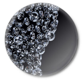 Значок с принтом Алмазы в Петрозаводске,  металл | круглая форма, металлическая застежка в виде булавки | Тематика изображения на принте: алмаз | алмаз для резки стекла | бриллиант | бубны | диамант | прикольные | ромб