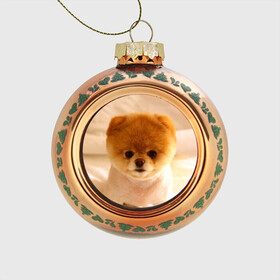 Стеклянный ёлочный шар с принтом Пушистик в Петрозаводске, Стекло | Диаметр: 80 мм | Тематика изображения на принте: dog | пес | померанский | собака | шпиц | щеночек