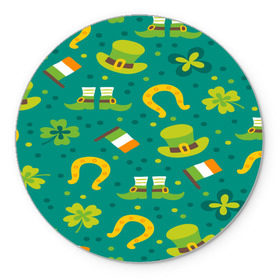 Коврик круглый с принтом День святого Патрика в Петрозаводске, резина и полиэстер | круглая форма, изображение наносится на всю лицевую часть | зеленая | ирландия