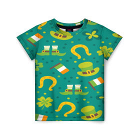 Детская футболка 3D с принтом День святого Патрика в Петрозаводске, 100% гипоаллергенный полиэфир | прямой крой, круглый вырез горловины, длина до линии бедер, чуть спущенное плечо, ткань немного тянется | Тематика изображения на принте: зеленая | ирландия