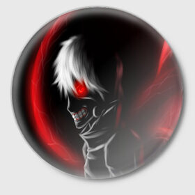 Значок с принтом Tokyo Ghoul в Петрозаводске,  металл | круглая форма, металлическая застежка в виде булавки | anime | ken kaneki | tokyo ghoul | аниме