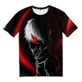 Мужская футболка 3D с принтом Tokyo Ghoul в Петрозаводске, 100% полиэфир | прямой крой, круглый вырез горловины, длина до линии бедер | Тематика изображения на принте: anime | ken kaneki | tokyo ghoul | аниме