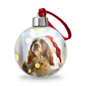 Ёлочный шар с принтом Рождество в Петрозаводске, Пластик | Диаметр: 77 мм | dog | кавалер кинг чарльз спаниель | новый год | пес | рождество | собака